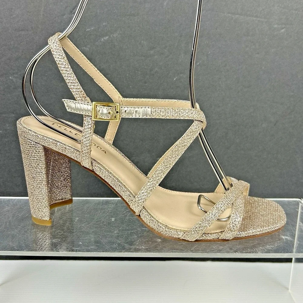 Pelle Moda Size 6.5 Gold Glitter Sparkly NEW Noreen Strap 3